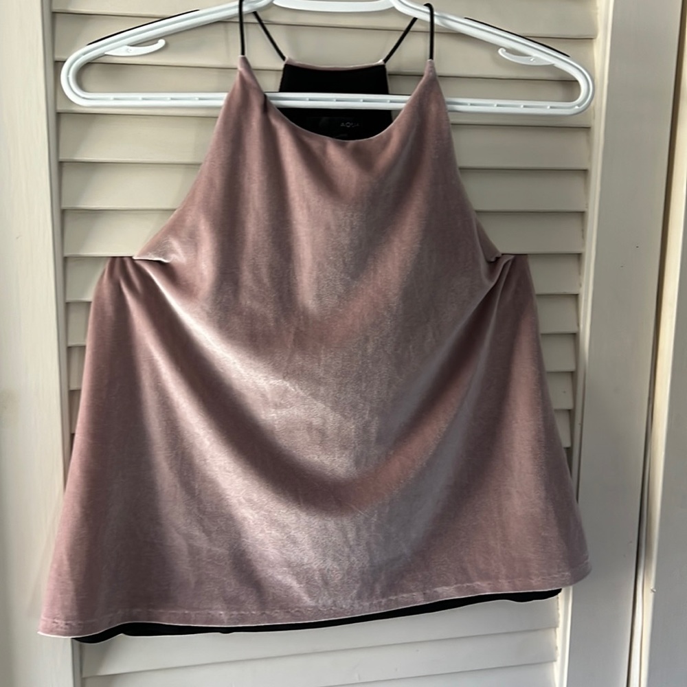 Rose velvet racer back top